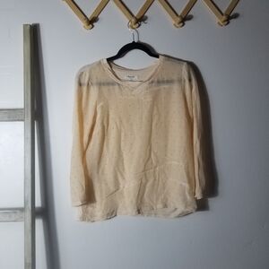 MADEWELL WOMEN'S ORANGE WITH REDDISH PINK DOT PAJAMA TOP SIZE SMALL